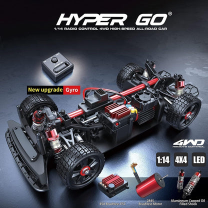 Carro De Control Remoto de Alta Velocidad Mjx Hyper Go 14302 1/14 Brushless